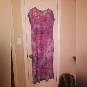 Purple Ice-Dye Maxi Nursing Dress